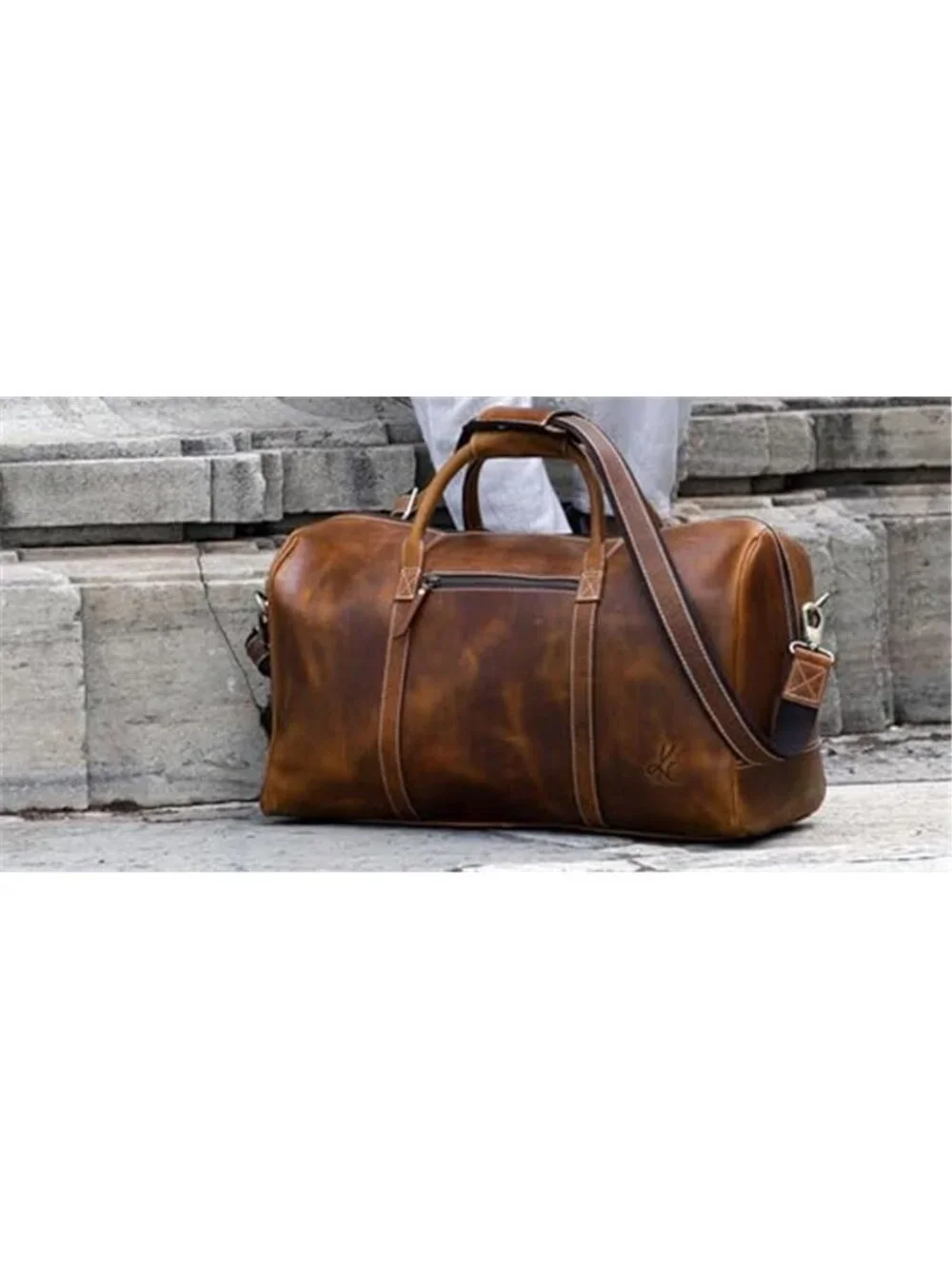 Men's Leather Duffle Bag Travel Overnight Weekend Duffel Bag